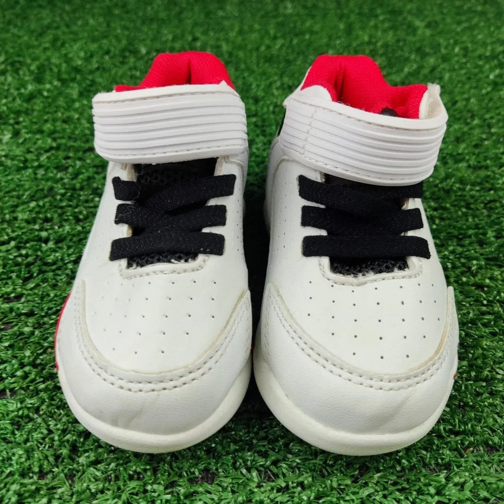AND1 Basketball Sneakers Kids Size 4 White‎ Red Black High Top Hook Loop Strap
